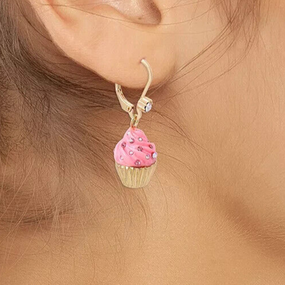 Betsey Johnson Cupcake Mixer Earrings Gold Tone Babycakes Baker Cake Gift NEW - Picture 6 of 7